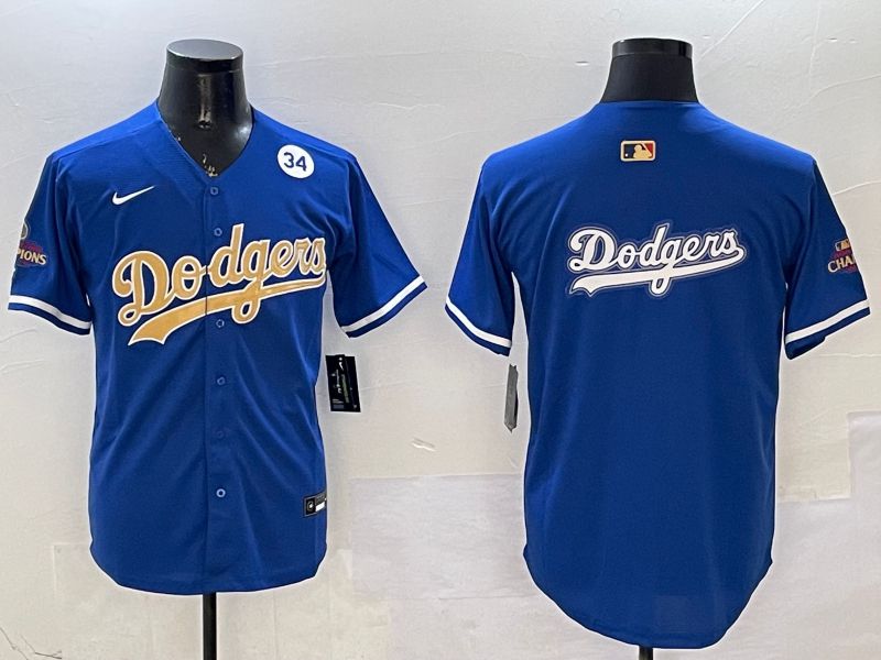 Men Los Angeles Dodgers Blank Blue Champion gold character 2025 Nike MLB Jersey style 17->los angeles dodgers->MLB Jersey